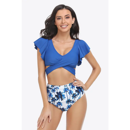 Printed Crisscross High-waist Bikini Set Trendsi