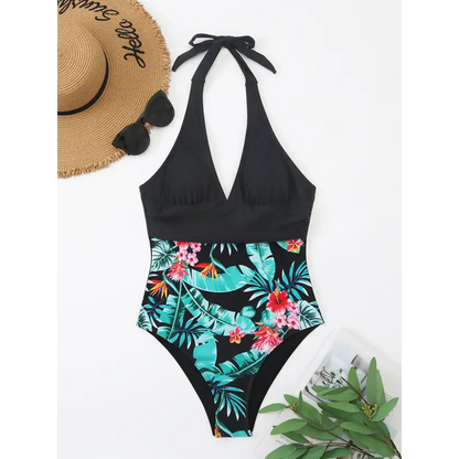 Halter Tie Printed Bikini Top Trendsi