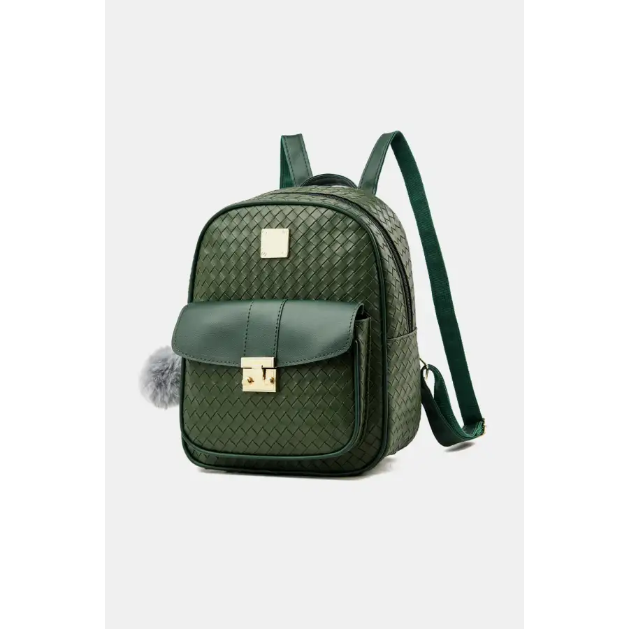 Stylish PU Leather Backpack with Pom-Pom Pendant a True Embodiment of Chic Bags Shopping bags Trendsi