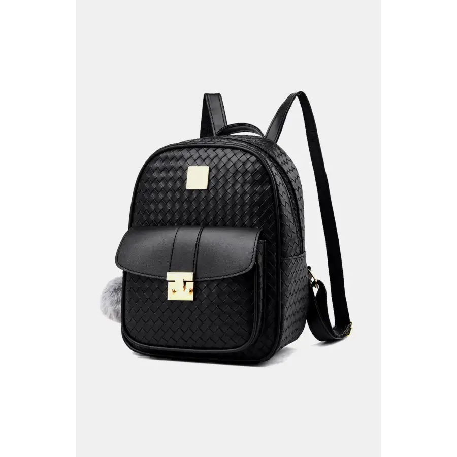 Stylish PU Leather Backpack with Pom-Pom Pendant a True Embodiment of Chic Bags Shopping bags Trendsi