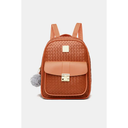 Stylish PU Leather Backpack with Pom-Pom Pendant a True Embodiment of Chic Bags Shopping bags Trendsi