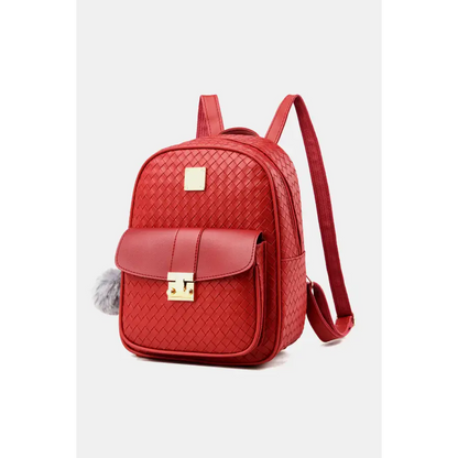 Stylish PU Leather Backpack with Pom-Pom Pendant a True Embodiment of Chic Bags Shopping bags Trendsi