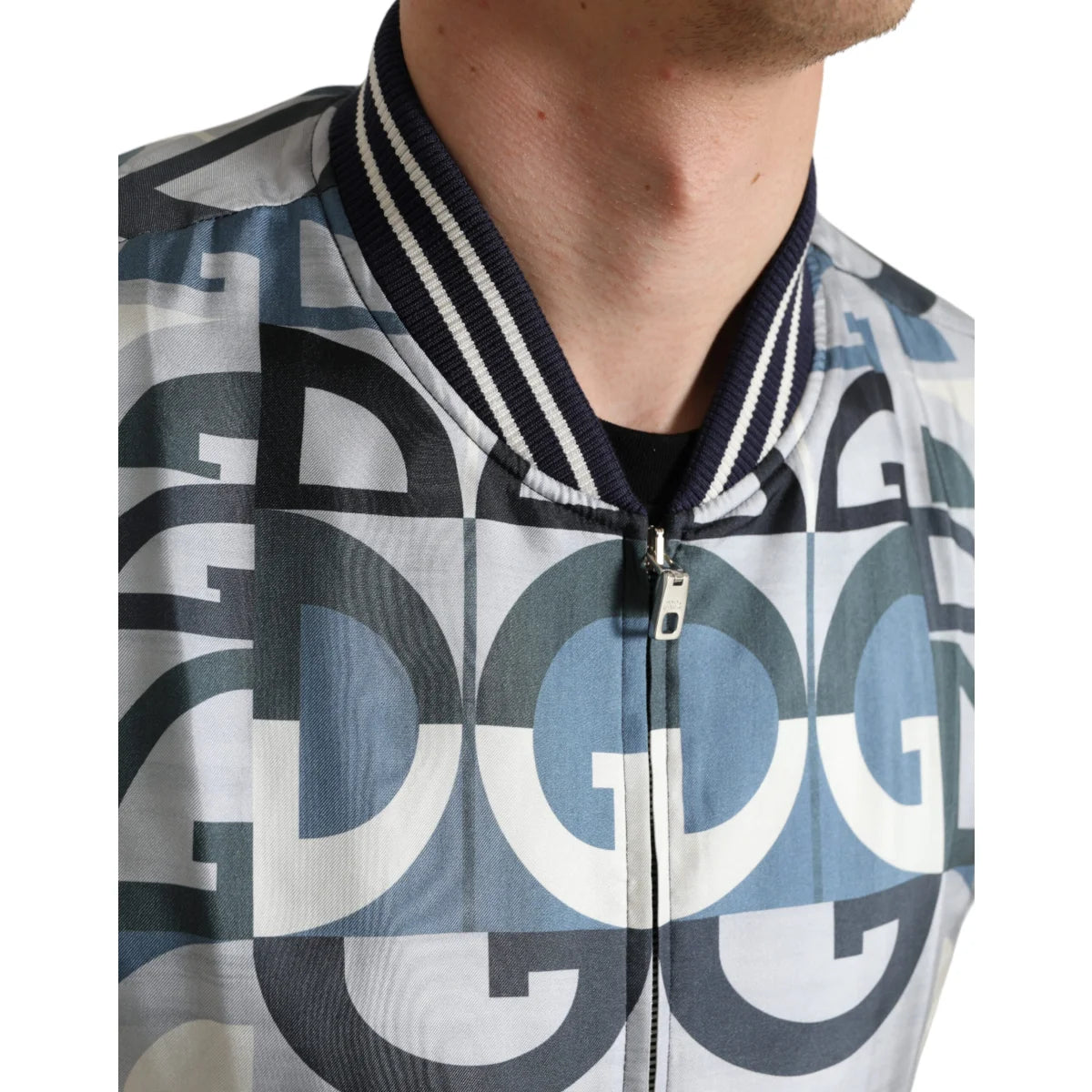 Pure Silk Gabbana Bomber Jacket Dolce Logo Print Luxury Redefined &