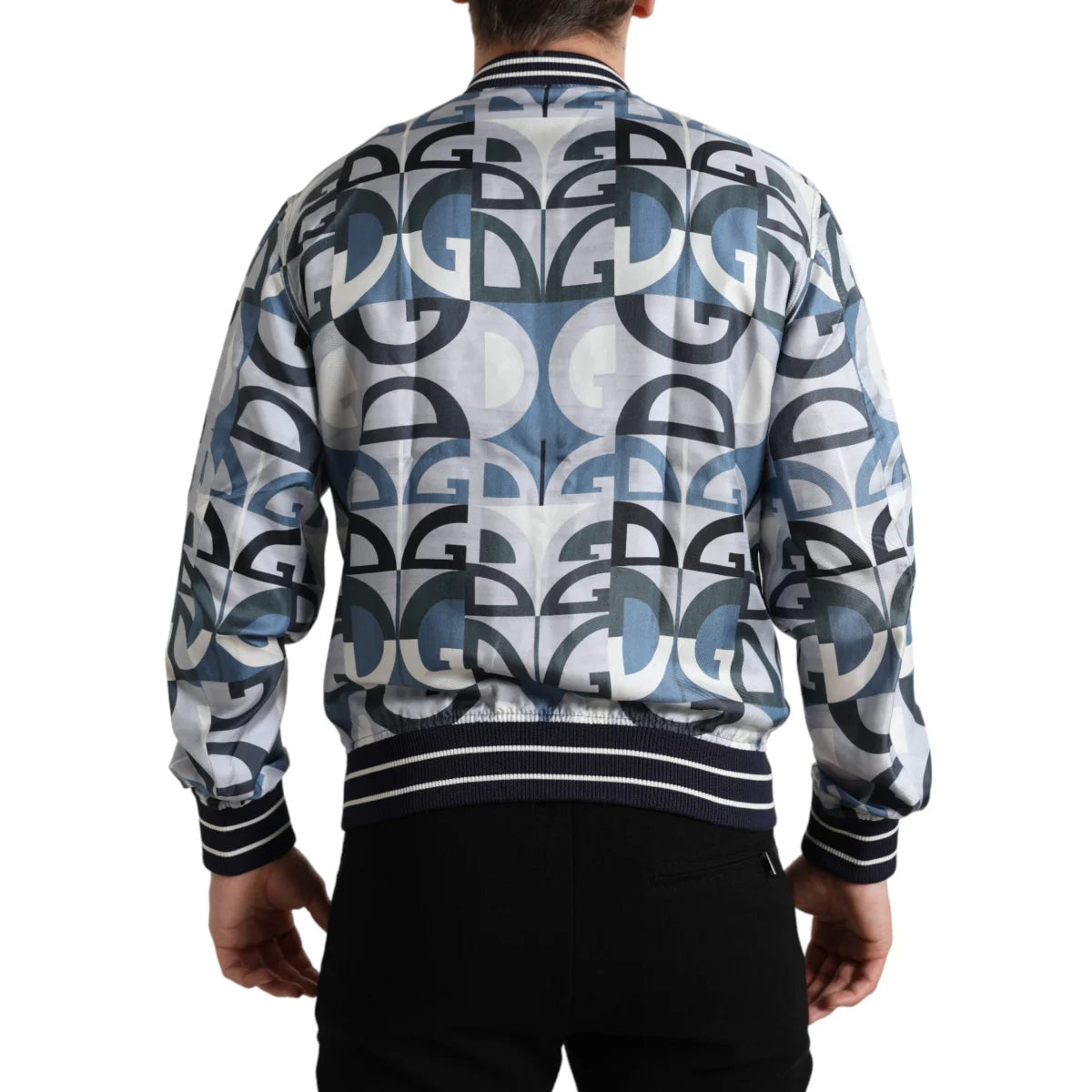 Pure Silk Gabbana Bomber Jacket Dolce Logo Print Luxury Redefined &