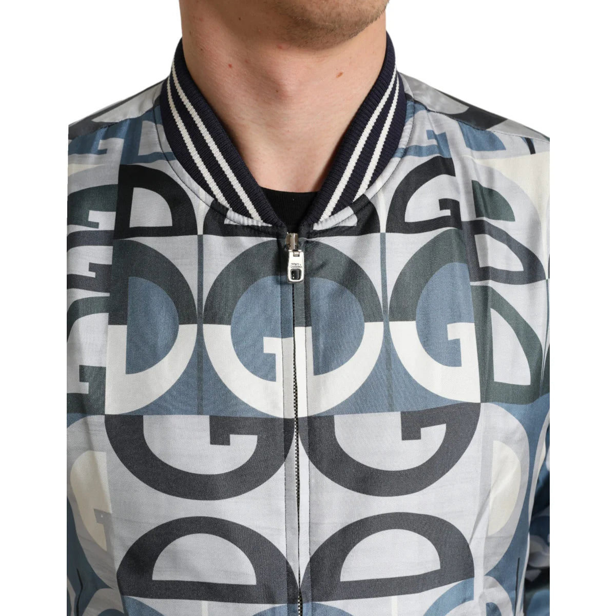 Pure Silk Gabbana Bomber Jacket Dolce Logo Print Luxury Redefined &