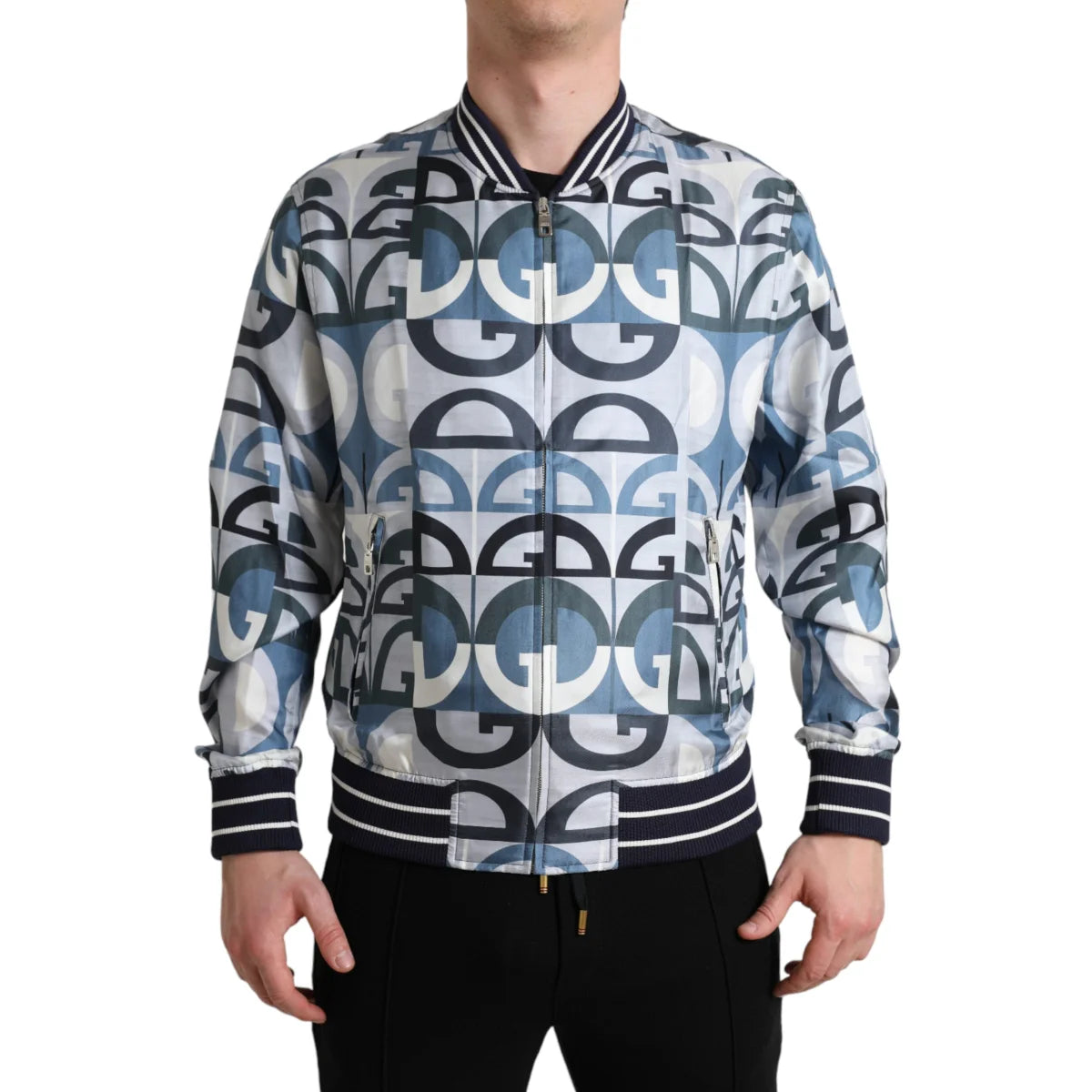 Pure Silk Gabbana Bomber Jacket Dolce Logo Print Luxury Redefined &