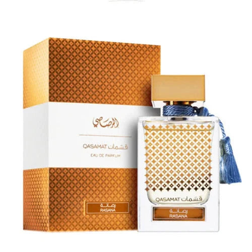Qasamat Rasana Perfume with Long Lasting Woody Base Notes Unisex Fragrance Rasasi