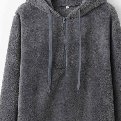 Cozy Up in the Ultimate Drawstring Teddy Hoodie Experience Clothing Tops Trendsi