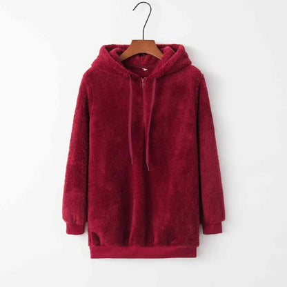 Cozy Up in the Ultimate Drawstring Teddy Hoodie Experience Clothing Tops Trendsi