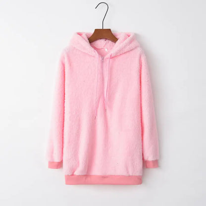 Cozy Up in the Ultimate Drawstring Teddy Hoodie Experience Clothing Tops Trendsi