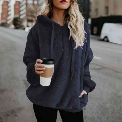 Cozy Up in the Ultimate Drawstring Teddy Hoodie Experience Clothing Tops Trendsi