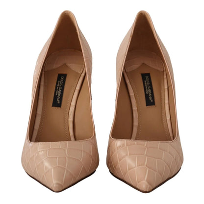 Radiant Dolce Gabbana Beige Leather Dress Heels &