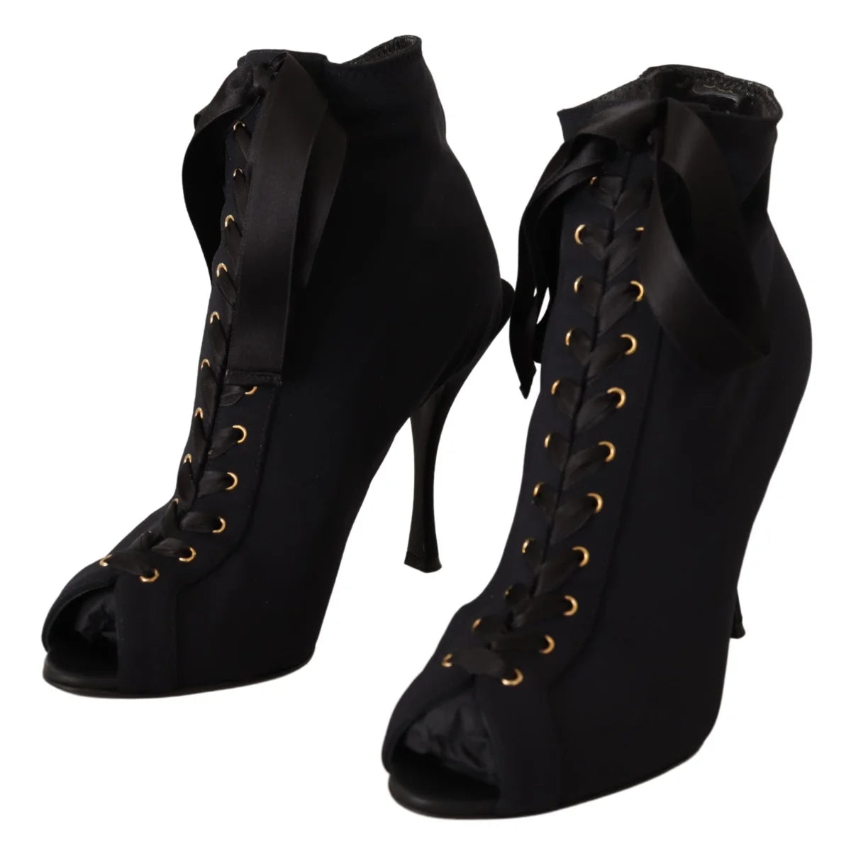 Rare Dolce Gabbana Heel Boots Sleek Open Toe Elegance &