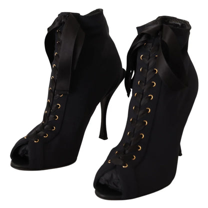 Rare Dolce Gabbana Heel Boots Sleek Open Toe Elegance &