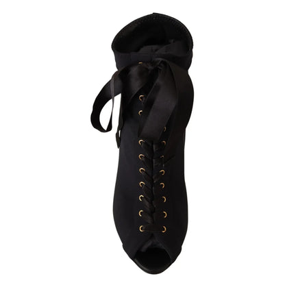 Rare Dolce Gabbana Heel Boots Sleek Open Toe Elegance &