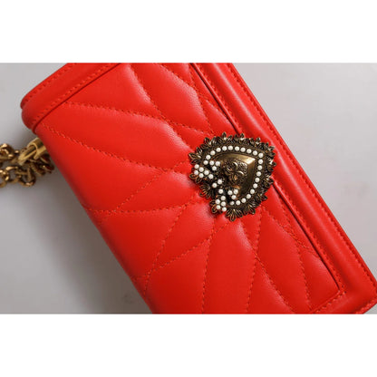 Red Hot Luxury Dolce Gabbana Devotion Bag in Quilted Lamb Leather &