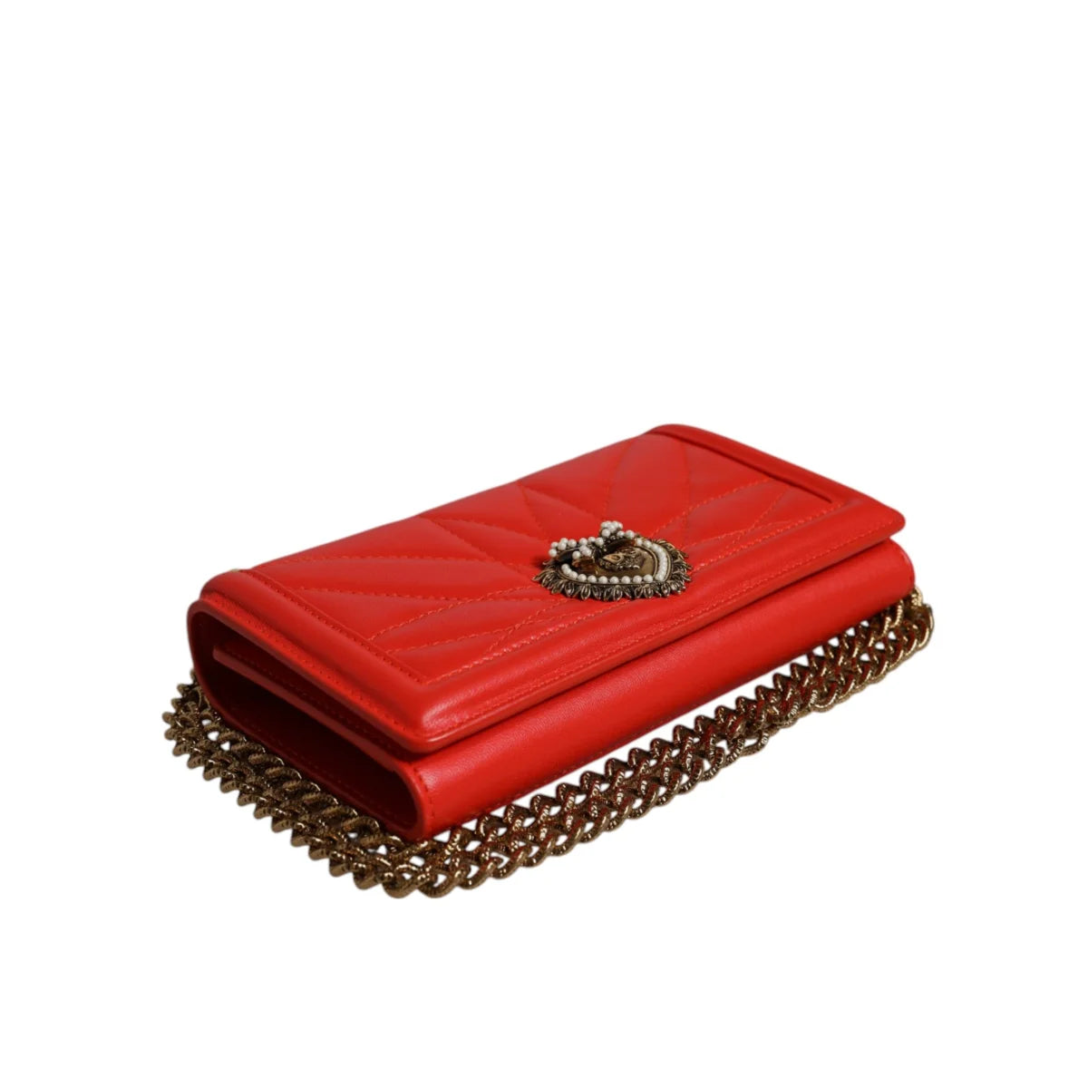 Red Hot Luxury Dolce Gabbana Devotion Bag in Quilted Lamb Leather &