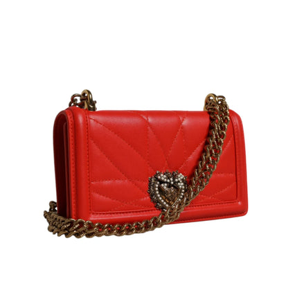 Red Hot Luxury Dolce Gabbana Devotion Bag in Quilted Lamb Leather &