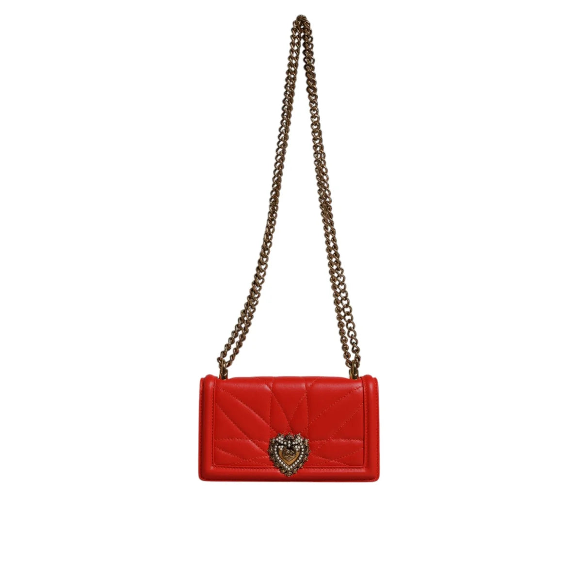 Red Hot Luxury Dolce Gabbana Devotion Bag in Quilted Lamb Leather &