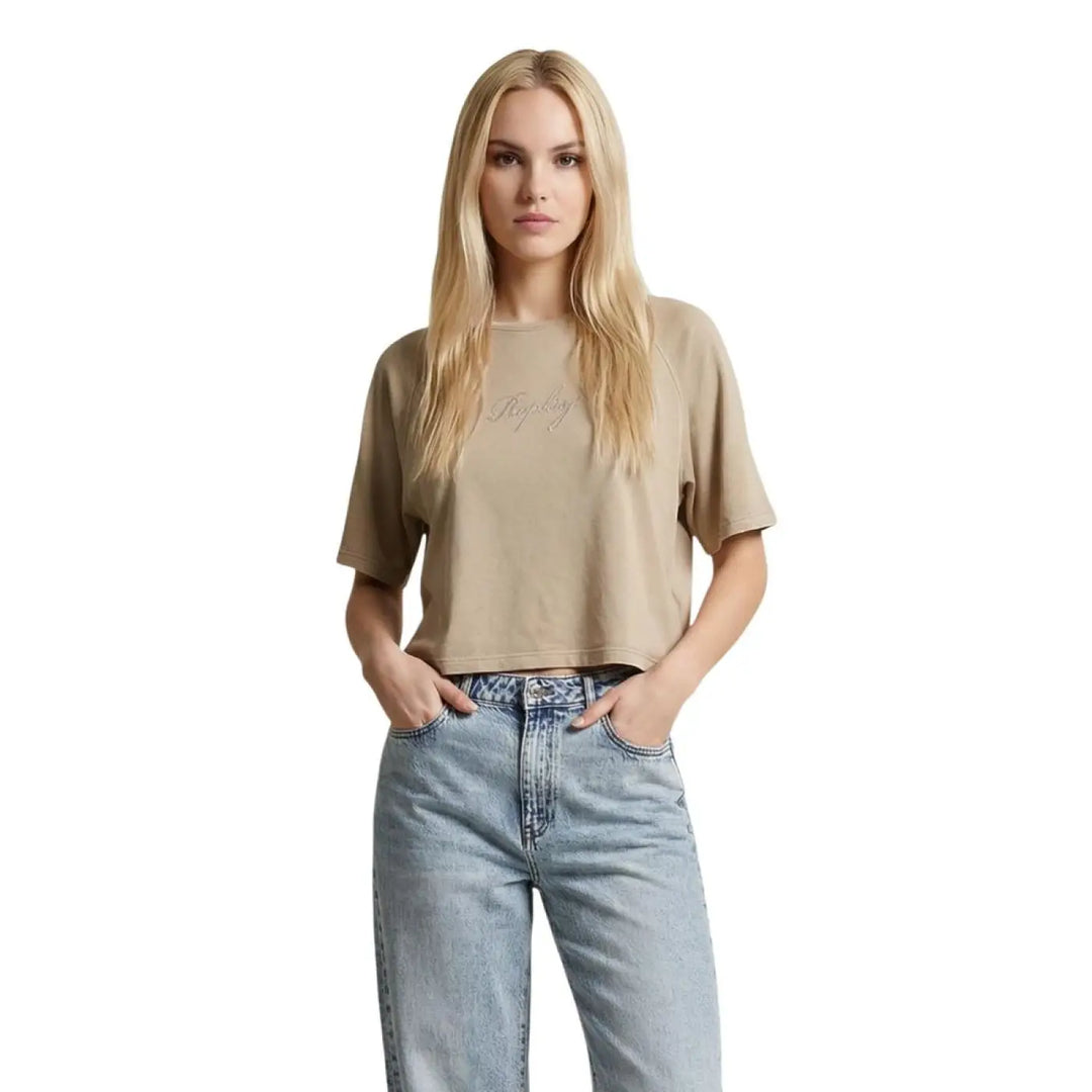 Replay Beige Cotton T-shirt
