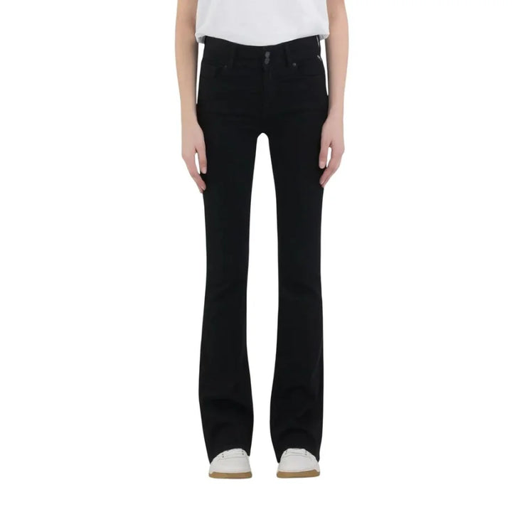 Replay Black Cotton Bootcut Jeans