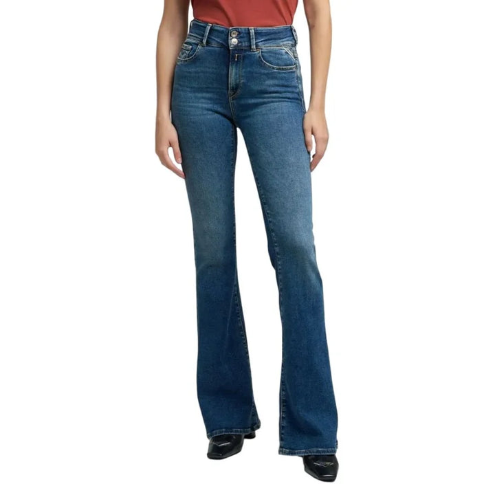 Replay Blue Cotton Bootcut Jeans