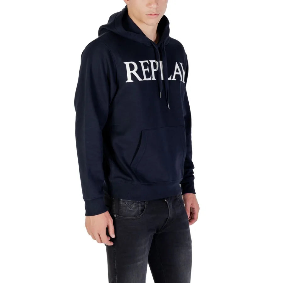 Replay Blue Cotton Hoodie