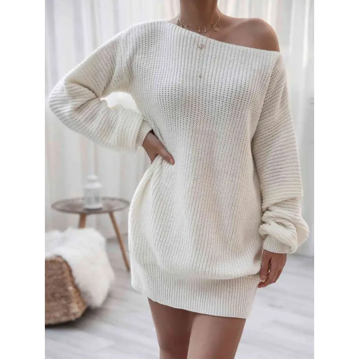 Effortless Chic Rib Knit Mini Sweater Dress Clothing Tops Trendsi