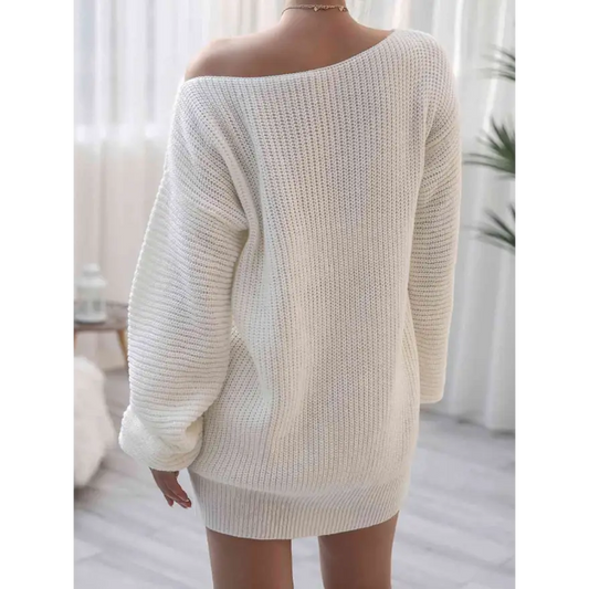 Effortless Chic Rib Knit Mini Sweater Dress Clothing Tops Trendsi