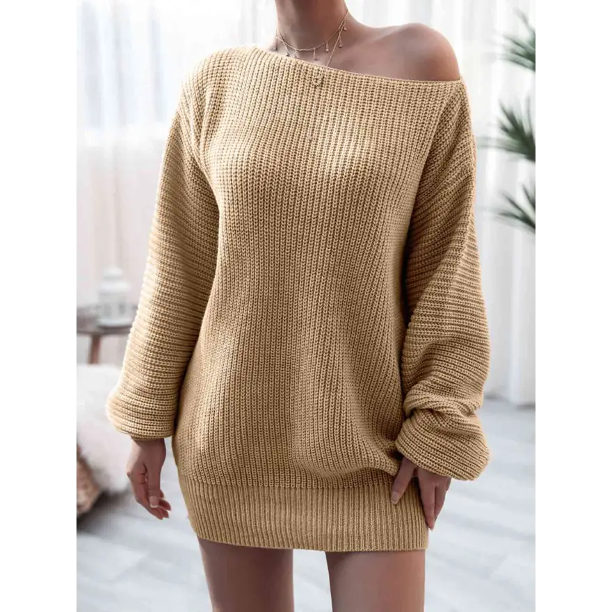 Effortless Chic Rib Knit Mini Sweater Dress Clothing Tops Trendsi