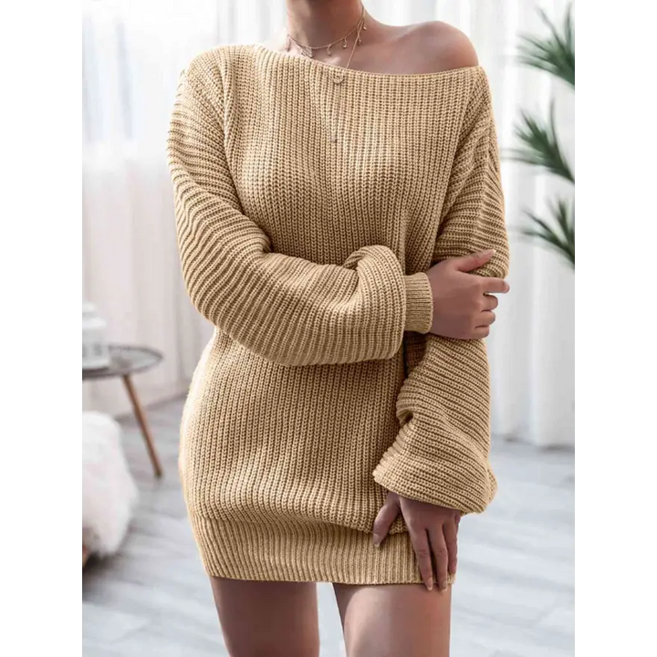 Effortless Chic Rib Knit Mini Sweater Dress Clothing Tops Trendsi