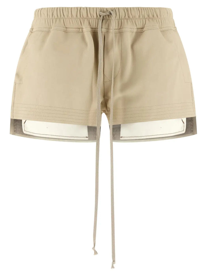 Rick Owens Beige Lamb Leather Bermuda Shorts