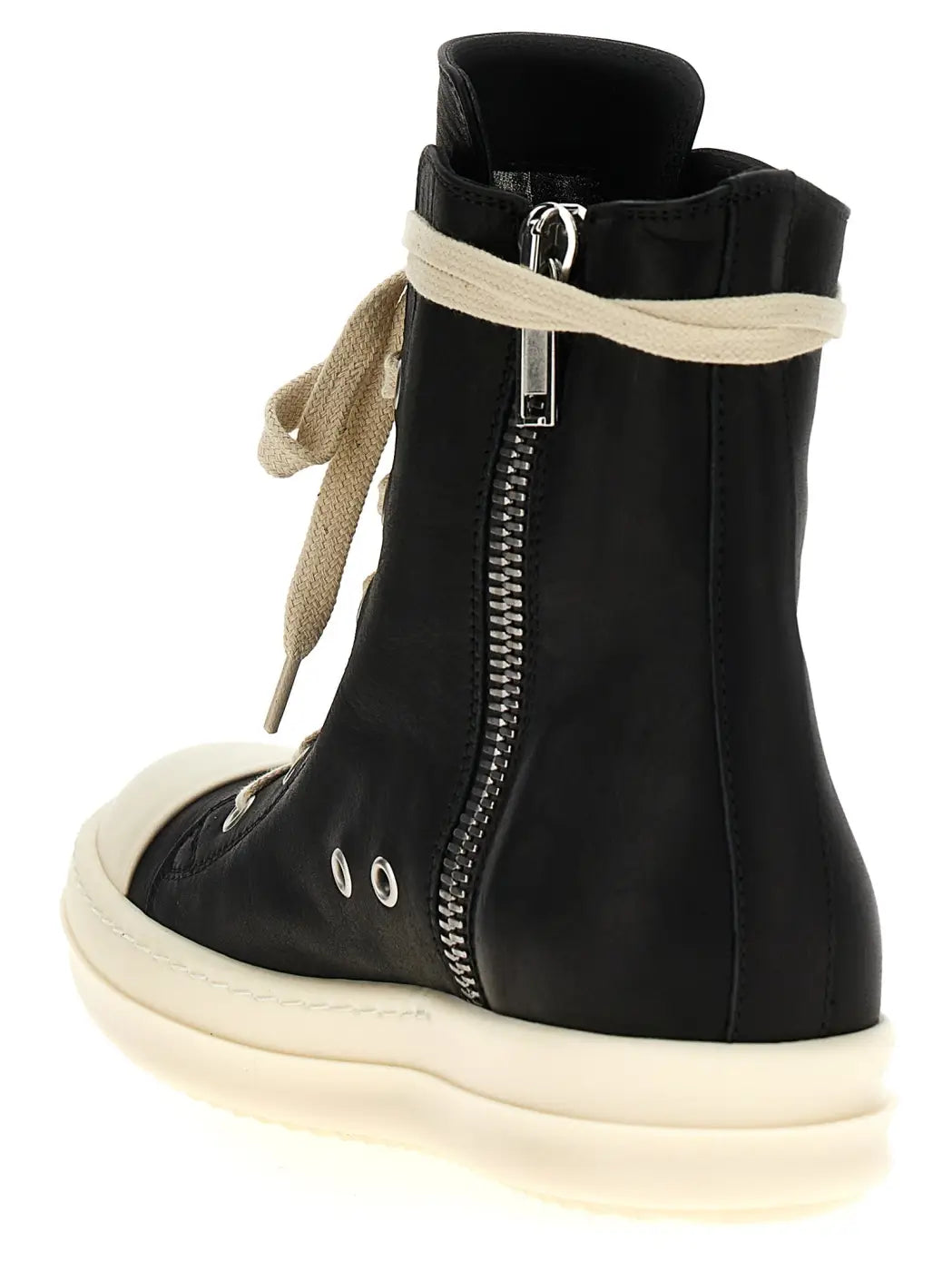 Rick Owens Bicolor Calfskin High Top Sneakers