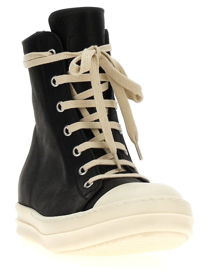 Rick Owens Bicolor Calfskin High Top Sneakers