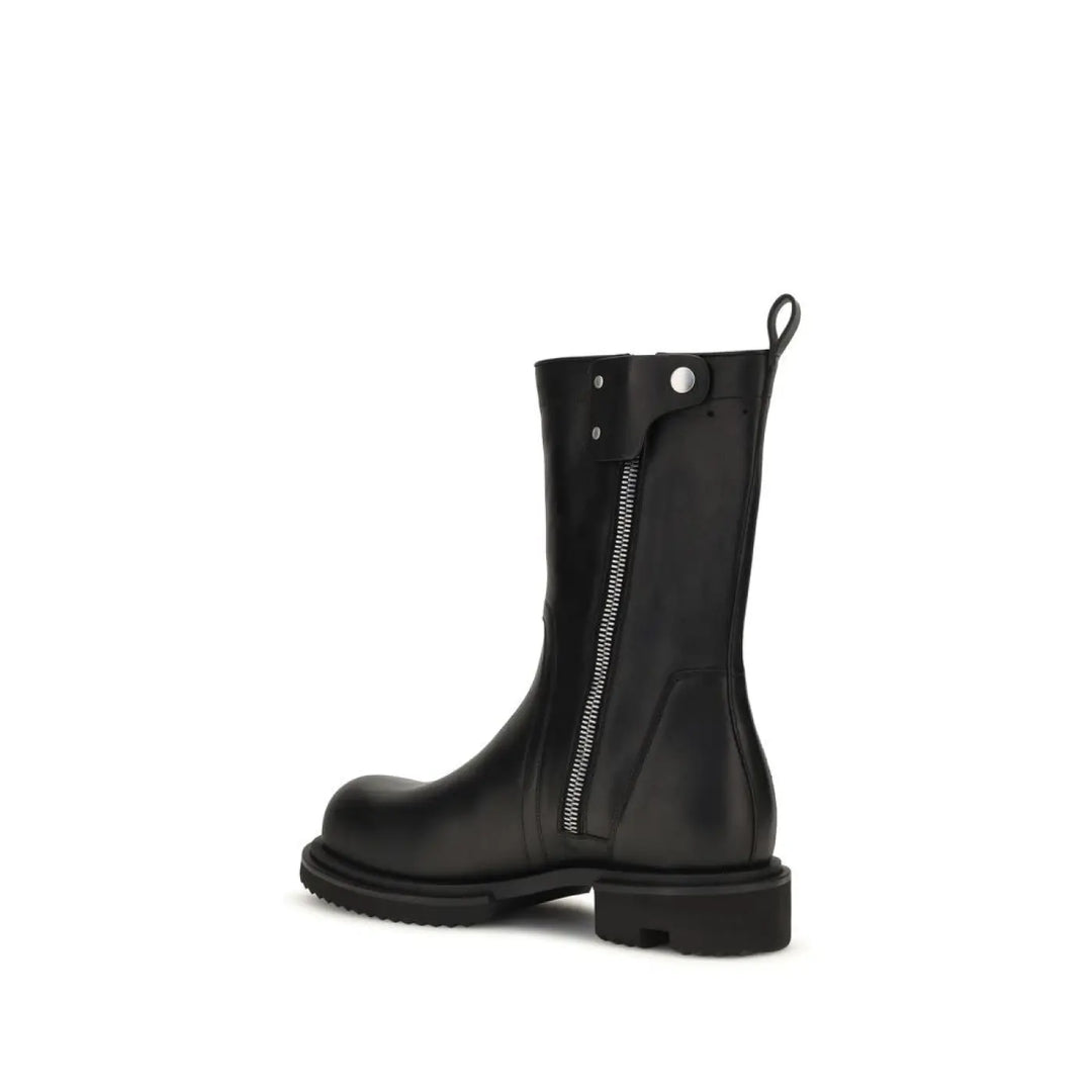 Rick Owens Black Calf Leather Bos Taurus Flat Boots