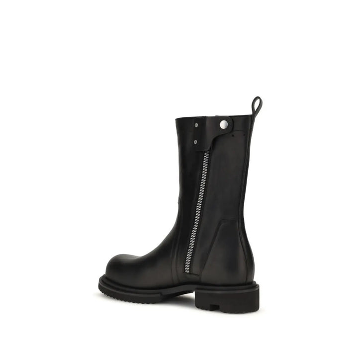 Rick Owens Black Calf Leather Bos Taurus Flat Boots