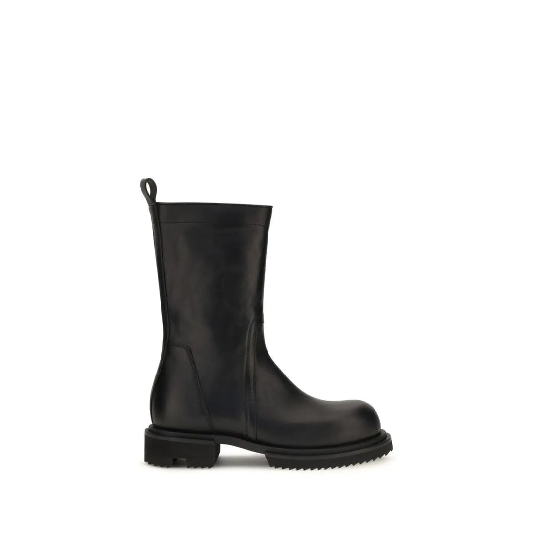 Rick Owens Black Calf Leather Bos Taurus Flat Boots