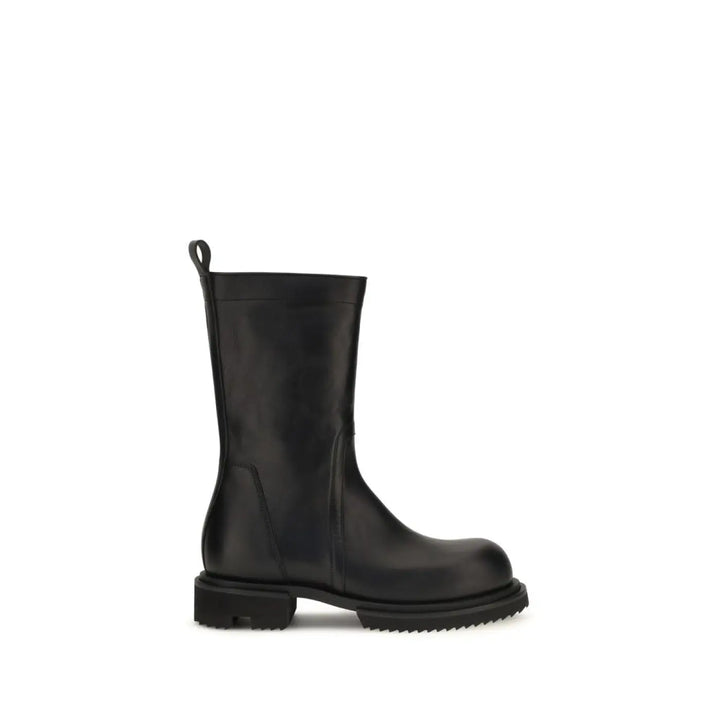 Rick Owens Black Calf Leather Bos Taurus Flat Boots