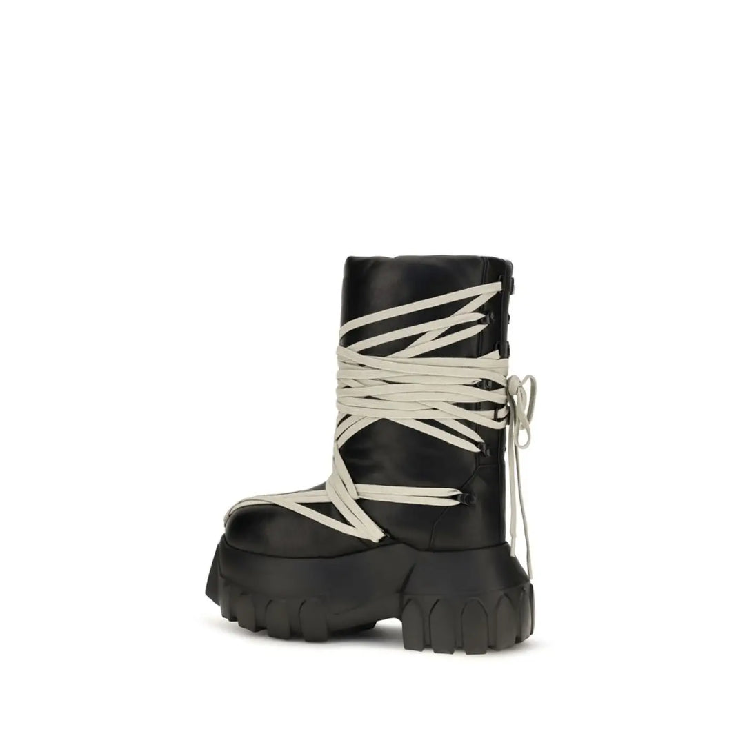 Rick Owens Black Calf Leather Bos Taurus Lace-up Boots