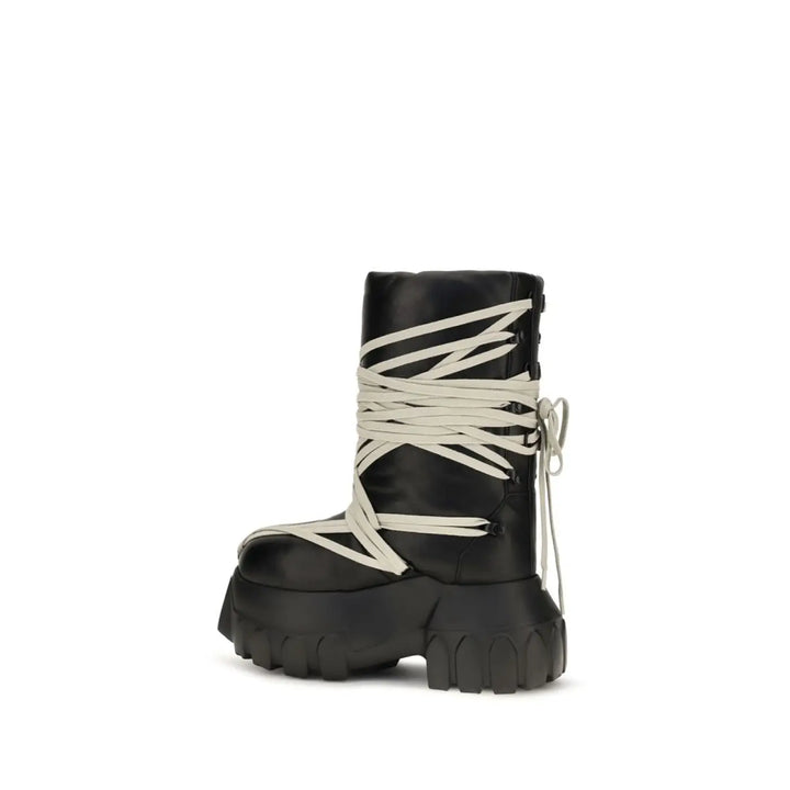 Rick Owens Black Calf Leather Bos Taurus Lace-up Boots