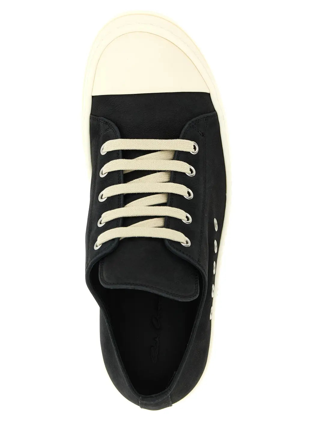 Rick Owens Black Calfskin Low Top Sneakers
