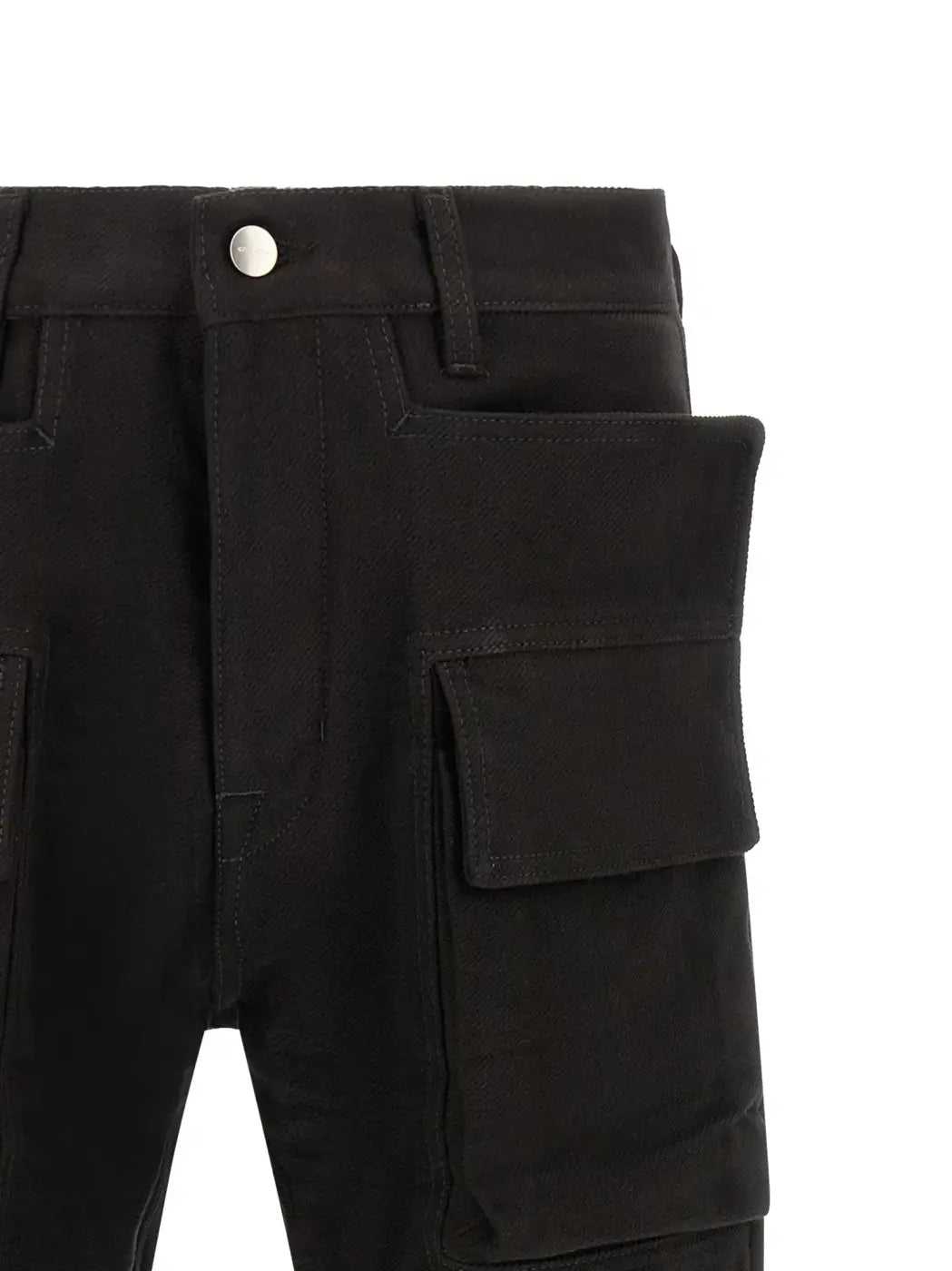 Rick Owens Black Cotton Cargo Pants