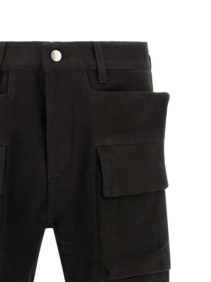 Rick Owens Black Cotton Cargo Pants