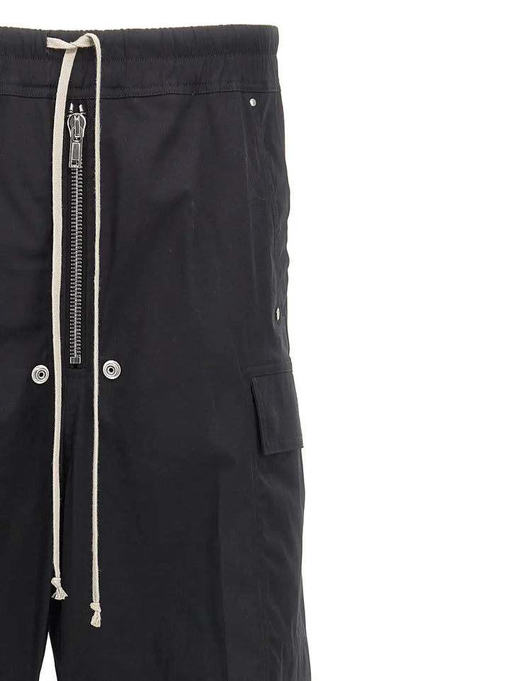 Rick Owens Black Cotton Cargo Pants