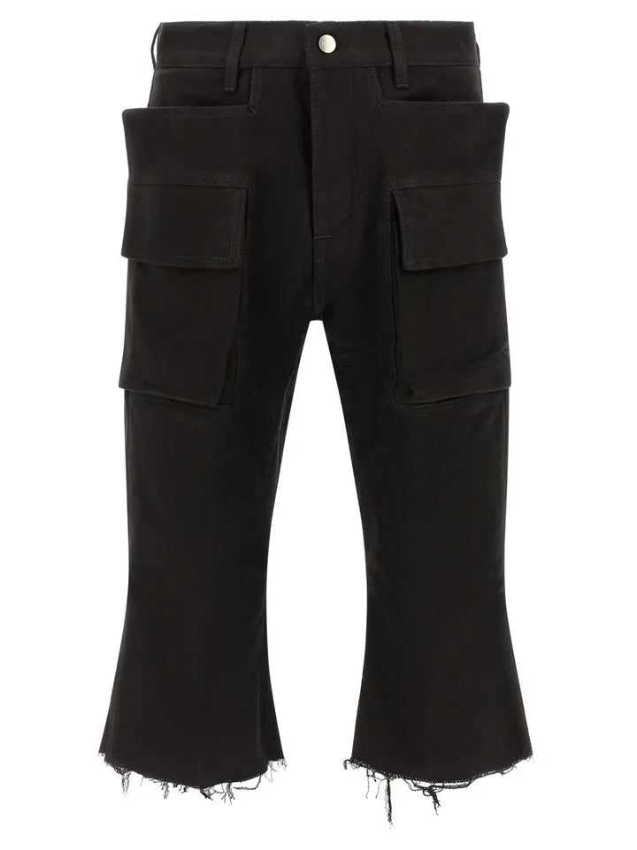 Rick Owens Black Cotton Cargo Pants