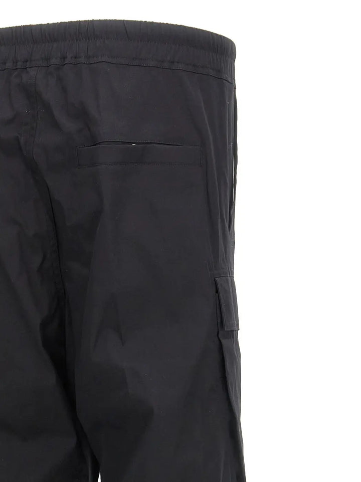 Rick Owens Black Cotton Cargo Pants