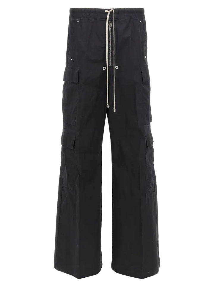 Rick Owens Black Cotton Cargo Pants