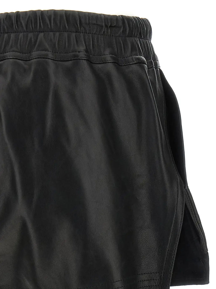 Rick Owens Black Lamb Leather Bermuda Shorts