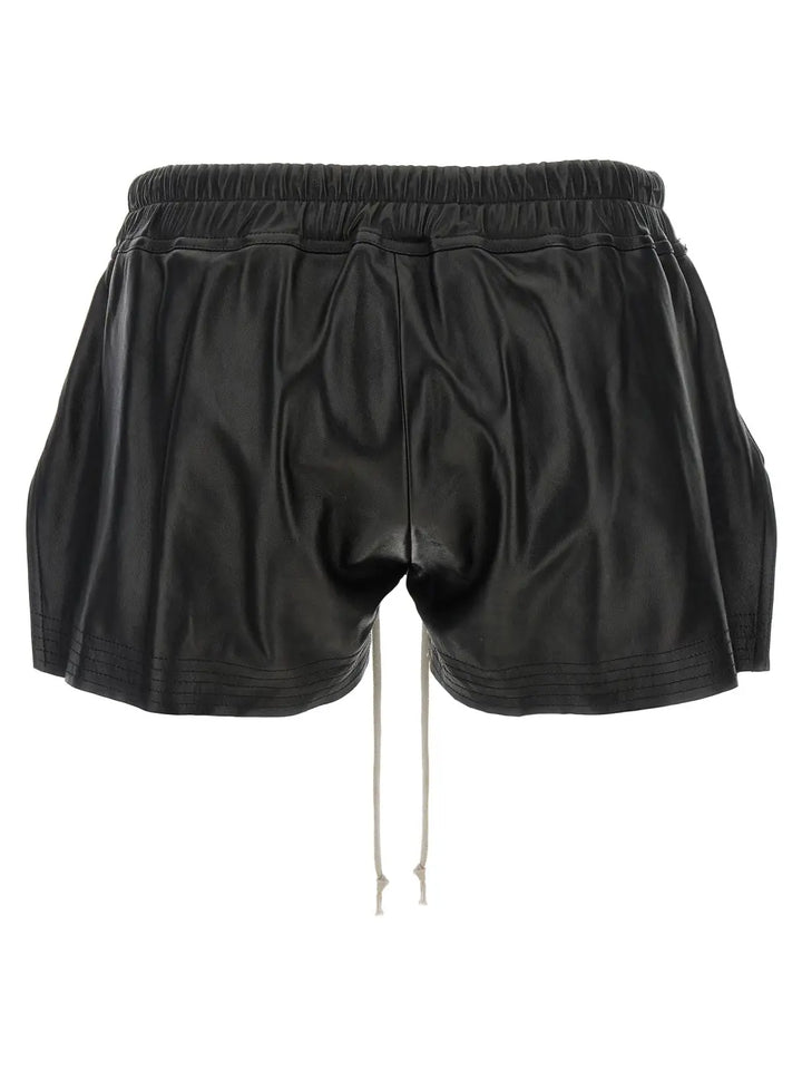 Rick Owens Black Lamb Leather Bermuda Shorts