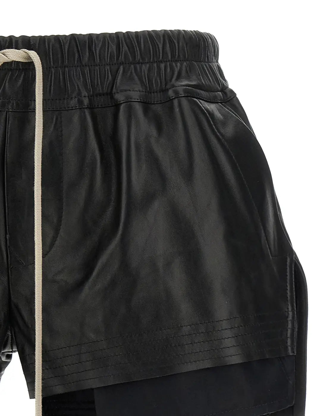 Rick Owens Black Lamb Leather Bermuda Shorts